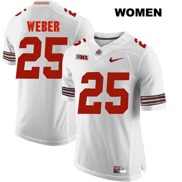 Ohio State Buckeyes Women's Mike Weber #25 White Authentic Nike College NCAA Stitched Football Jersey DZ19S53BU
